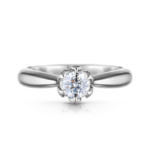 Кольцо помолвочное из белого золота с бриллиантом