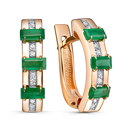 Серьги с английским замком из красного золота с бриллиантами