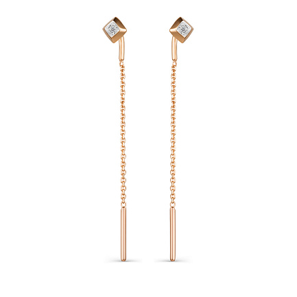 Серьги из красного золота с бриллиантами