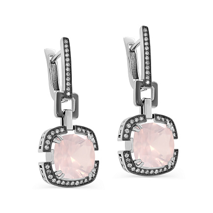 Серьги с английским замком из белого золота с бриллиантами