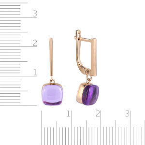 Серьги с английским замком из красного золота с аметистом