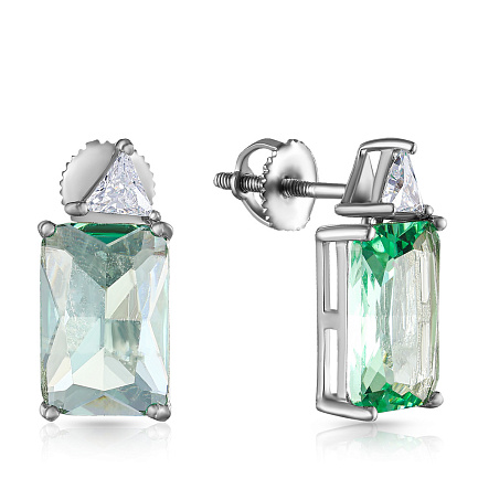 Серьги из серебра с фианитом