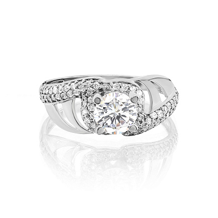 Кольцо из серебра с фианитами