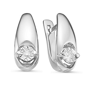 Серьги из белого золота с бриллиантом