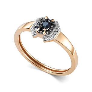 Кольцо из красного золота с сапфирами и бриллиантами