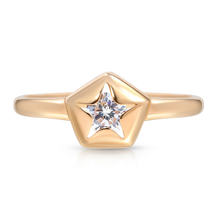 Кольцо из красного золота с фианитом