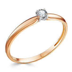 Кольцо из красного золота с бриллиантом