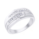 Кольцо мужское из белого золота с бриллиантами