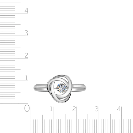 Кольцо с танцующим бриллиантом из белого золота