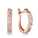 Серьги с английским замком из красного золота с фианитом