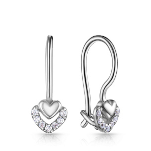 Серьги с французским замком из серебра с фианитом