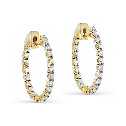 Серьги с английским замком из желтого золота