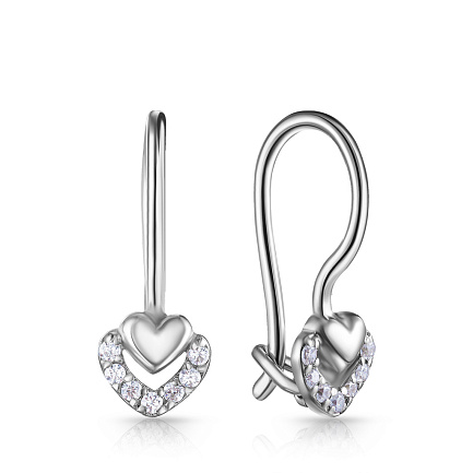 Серьги с французским замком из серебра с фианитом