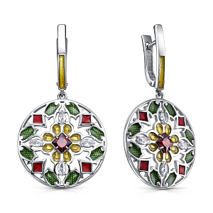 Серьги с английским замком из серебра с фианитами