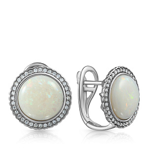 Серьги с английским замком из белого золота с бриллиантами