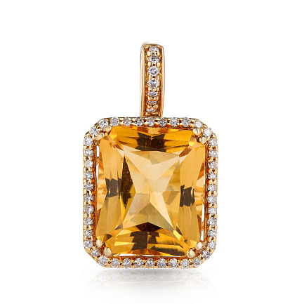 Подвеска из желтого золота с бриллиантами, цитрином