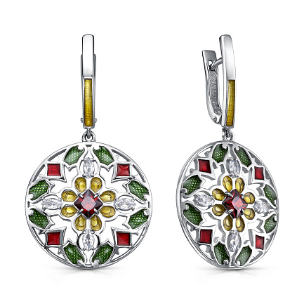 Серьги с английским замком из серебра с фианитами