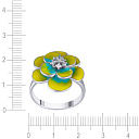 Кольцо из серебра с фианитом, эмалью