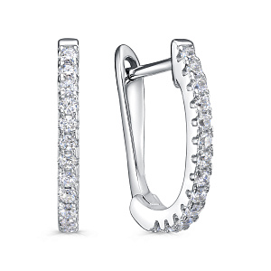 Серьги с английским замком из серебра с фианитами