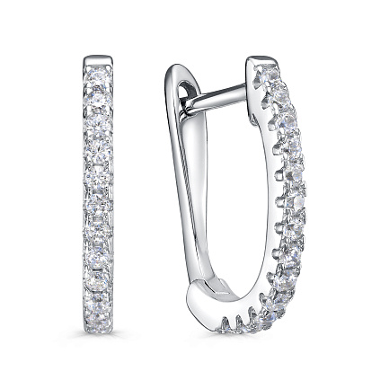 Серьги с английским замком из серебра с фианитами