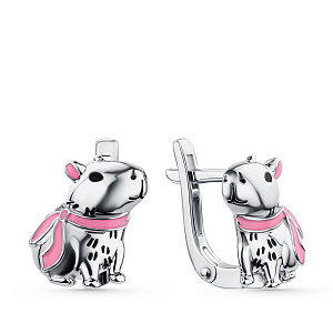 Серьги детские из серебра с эмалью