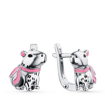 Серьги детские из серебра с эмалью