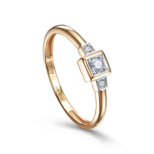 Кольцо из красного золота с бриллиантом