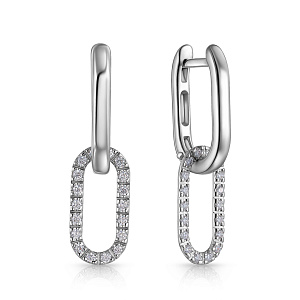 Серьги с английским замком из белого золота с бриллиантами