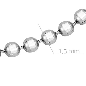 Цепь автомат из белого золота, плетение перлина из шариков