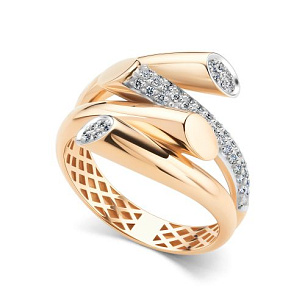 Кольцо из красного золота с бриллиантами