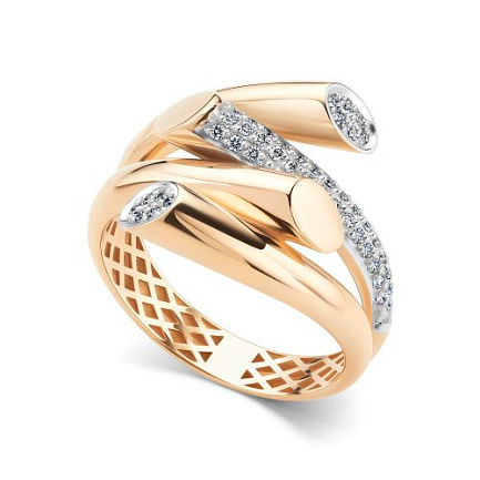 Кольцо из красного золота с бриллиантами