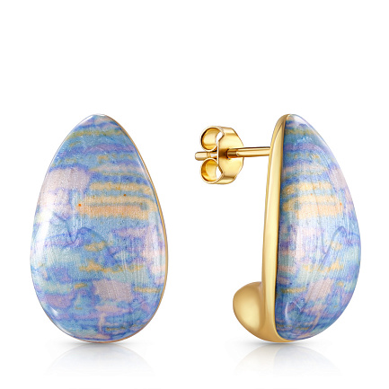 Серьги из серебра с позолотой, эмалью