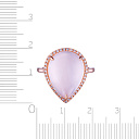 Кольцо из красного золота с бриллиантами, кварцем