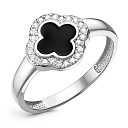 Кольцо из серебра с фианитами, эмалью