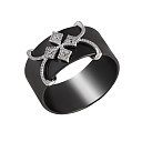 Кольцо из серебра с керамикой, фианитами