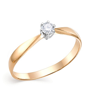 Кольцо из красного золота с бриллиантом