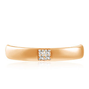 Кольцо обручальное из красного золота с бриллиантом