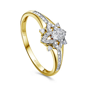 Кольцо из желтого золота с бриллиантами