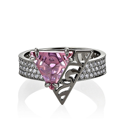 Кольцо из серебра с ситалом, фианитами