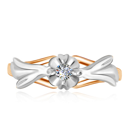 Кольцо из красного золота с бриллиантом