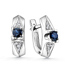 Серьги из белого золота с бриллиантами, сапфирами