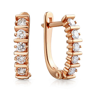 Серьги с английским замком из красного золота с бриллиантами