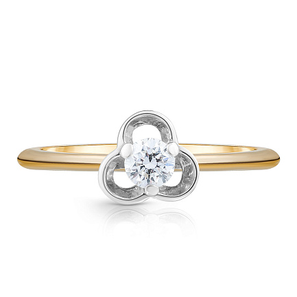 Кольцо помолвочное из желтого золота с бриллиантом