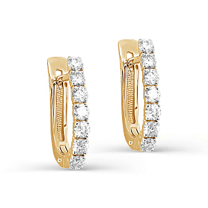 Серьги с английским замком из желтого золота с бриллиантами