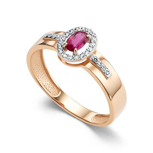 Кольцо из красного золота с бриллиантом