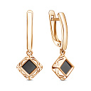 Серьги с английским замком из красного золота с фианитами