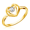 Кольцо из желтого золота с фианитом