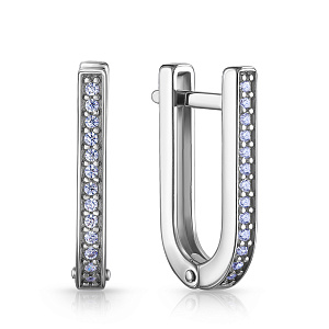 Серьги с английским замком из серебра с фианитом