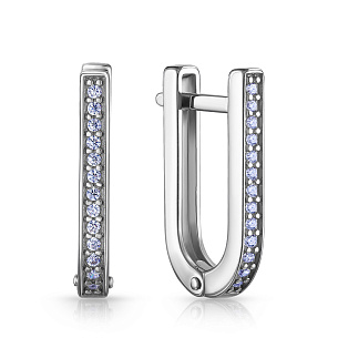 Серьги с английским замком из серебра с фианитом