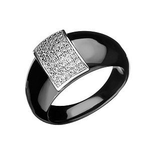 Кольцо из серебра с керамикой, фианитами